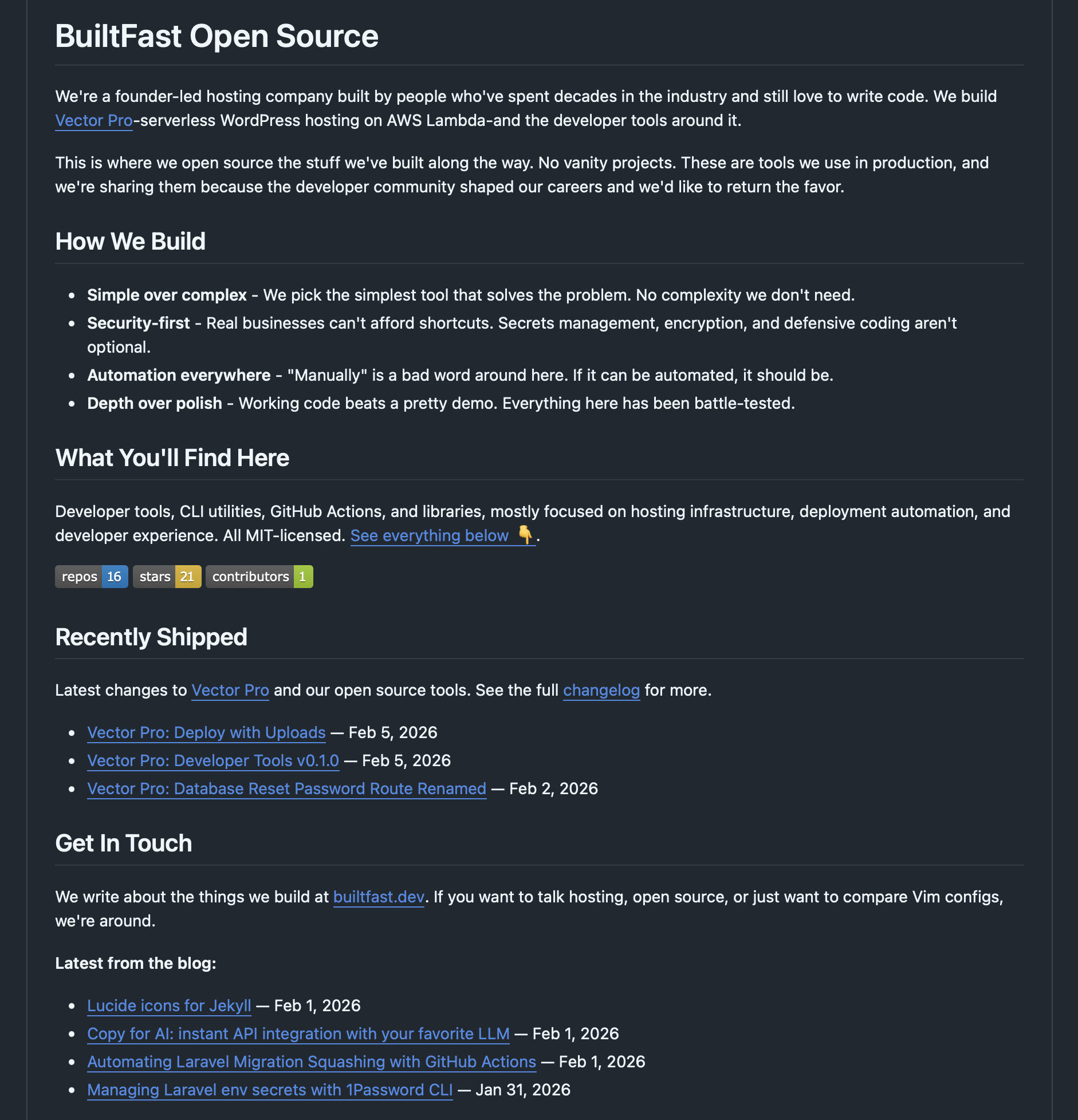 BuiltFast GitHub organization profile